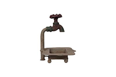 Creative Co-Op Rustic Metal Soap Dish with-Faucet