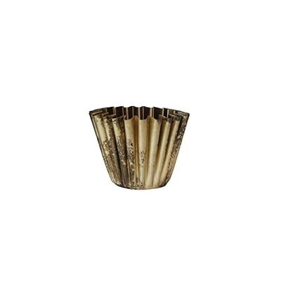 Creative Co-Op Pleated Metal Vase, Antique Brass Finish Planter