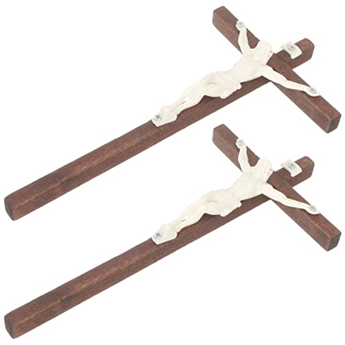 NOLITOY 2pcs Cross Ornament Make up Bag Household Cross Crosses for Crafts Cross Shaped Decor Cross Wall Hanging Cross Shaped Adornment Gold Decor Cross Decor Wooden Cake Desktop