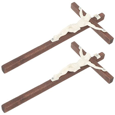 NOLITOY 2pcs Cross Ornament Make up Bag Household Cross Crosses for Crafts Cross Shaped Decor Cross Wall Hanging Cross Shaped Adornment Gold Decor Cross Decor Wooden Cake Desktop
