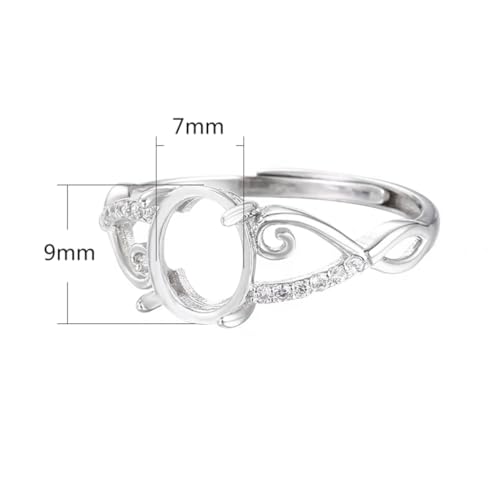 925 Sterling Silver Ring Base Blank for 7X9mm Oval Cabochon Setting Adjustable Ring Component DIY Jewelry Making Personalized Gift for Girl