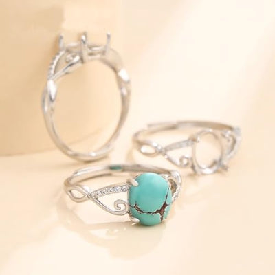 925 Sterling Silver Ring Base Blank for 7X9mm Oval Cabochon Setting Adjustable Ring Component DIY Jewelry Making Personalized Gift for Girl