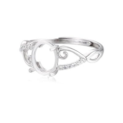 925 Sterling Silver Ring Base Blank for 7X9mm Oval Cabochon Setting Adjustable Ring Component DIY Jewelry Making Personalized Gift for Girl