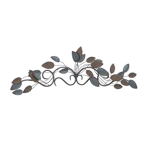 Deco 79 Metal Leaf Home Wall Decor Wall Sculpture, Wall Art 35" x 2" x 10", Blue