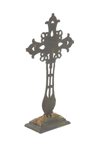 Deco 79 Metal Biblical Decorative Sculpture Cross Home Decor Statue, Accent Figurine 5" x 8" x 21", Copper