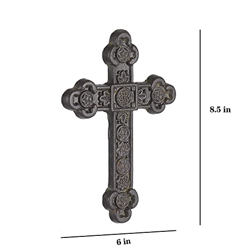 8.5" H Cast Iron Wall Cross Home Decor, Green……