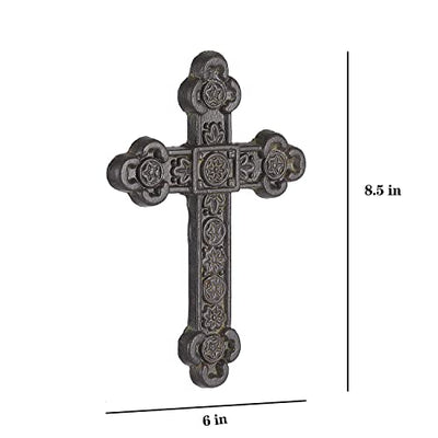8.5" H Cast Iron Wall Cross Home Decor, Green……