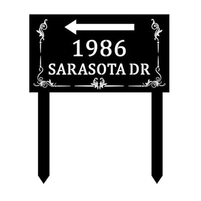Custom Lawn Address Metal Sign,Lawn Mounted Metal Address Stake Personalized Address Yard Sign Garden House Number Sign Housewarming Gift