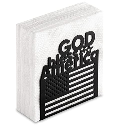Black Metal Tabletop Napkin Holder - Modern Freestanding Tissue Dispenser Organizer - Dining Table Decorative Serviette Holder For Kitchen Restaurant Picnic Party (USA flag)