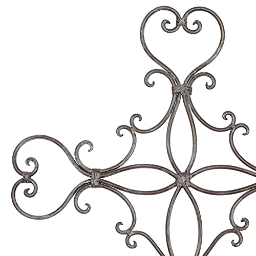 Deco 79 Metal Cross Home Wall Decor Scroll Wall Sculpture, Wall Art 19" x 1" x 29", Black