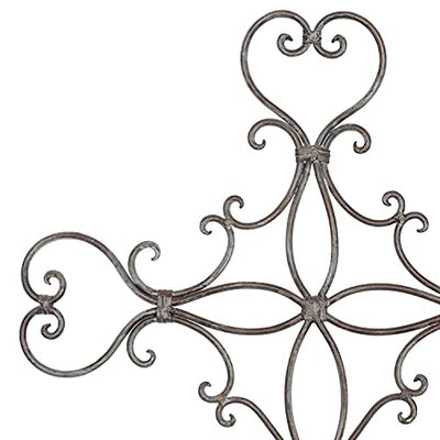 Deco 79 Metal Cross Home Wall Decor Scroll Wall Sculpture, Wall Art 19" x 1" x 29", Black