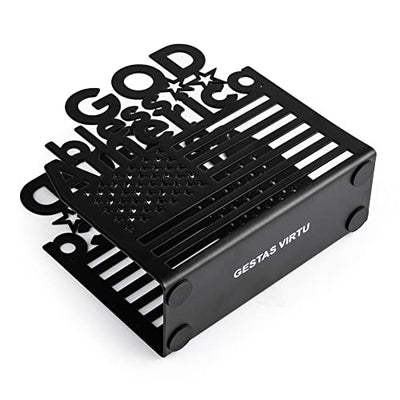 Black Metal Tabletop Napkin Holder - Modern Freestanding Tissue Dispenser Organizer - Dining Table Decorative Serviette Holder For Kitchen Restaurant Picnic Party (USA flag)