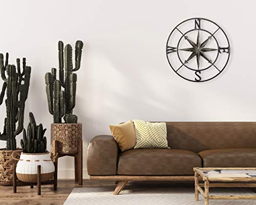 Creative Co-Op Metal Compass Wall Décor, Distressed Silver