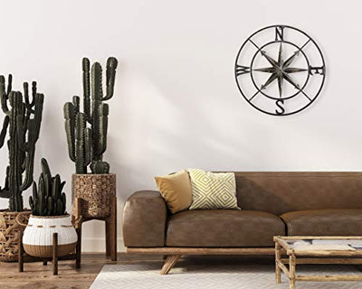 Creative Co-Op Metal Compass Wall Décor, Distressed Silver