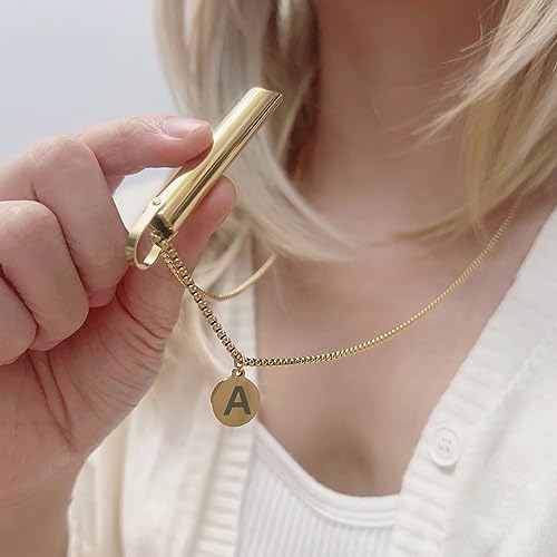 Breathing Necklace for Women and Men with Initial Pendant Anti Vape Metal Straw Breathwork Necklace Mindful Stress Breathing Necklace Fidget Jewelry for Quitting Smoking Anxiety Relief Items for Teens Gift
