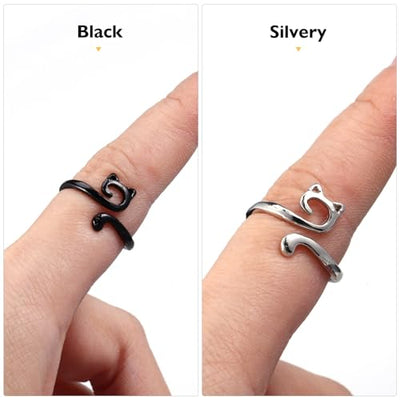 EXCEART Adjustable Crochet Ring, 2 Pcs Cat Finger Yarn Guide Knitting Tension Rings for Finger Open Yarn Guide Finger Holder Ring Thimbles Accessories