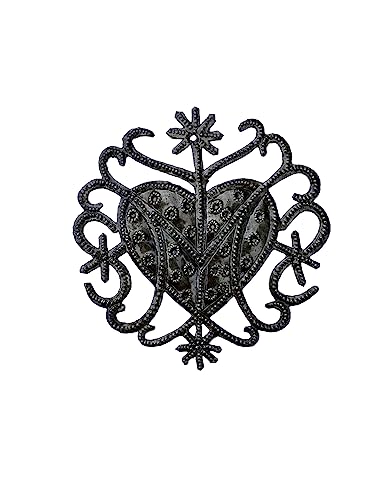 Haitian Art-Inspired Veve Design, Freda Veve Heart, 4" Haiti, Ornament, Handmade, Unique Metal Ornaments
