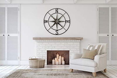 Creative Co-Op Metal Compass Wall Décor, Distressed Silver