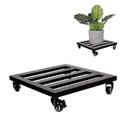 14Inch Plant Caddy with Wheels Heavy Duty Capacity 385 Lbs, Metal Cast Iron Plant Dolly, Plant Stand with Wheels Repositioning Heavy Pots, Hauling Heavy Household Items - Black