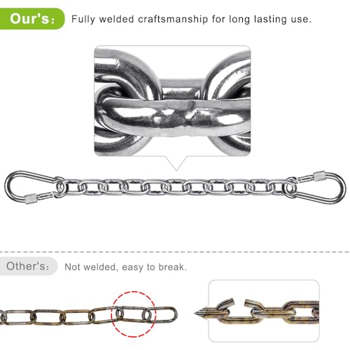 BeneLabel Stainless Steel Hanging Chair Chain Kit - 2 Chains with 4 Carabiners - 1000 LB Capacity - Adjustable Length - Indoor & Outdoor Use - for Hammock, Swing, Punching Bag & More