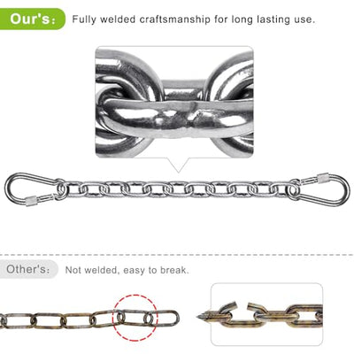 BeneLabel Stainless Steel Hanging Chair Chain Kit - 2 Chains with 4 Carabiners - 1000 LB Capacity - Adjustable Length - Indoor & Outdoor Use - for Hammock, Swing, Punching Bag & More
