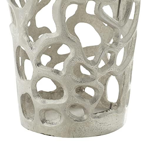 Deco 79 Benzara Metal Planter Upgrade The Decor Appeal of Short Spaces, silver, "12""l x 12""w x 33""h" (37665)