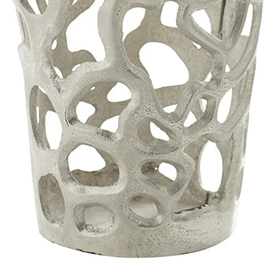 Deco 79 Benzara Metal Planter Upgrade The Decor Appeal of Short Spaces, silver, "12""l x 12""w x 33""h" (37665)