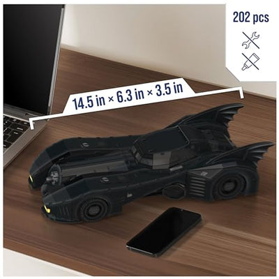 DC Batman Retro Batmobile 3D Puzzle Model Kit with Stand 202 Pcs, Batman Toys Desk Décor, Building Toys, 3D Puzzles for Adults & Teens 12+