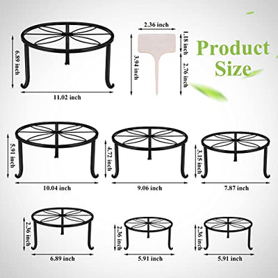 7-pack Metal Plant Stands, Plant Stand Outdoor Clearance, Anti-Rust Iron Flower Pot Stand Outdoor Indoor, Heavy Duty Black Plant Stand Indoor, Rustproof Metal Planter Container Round Supports