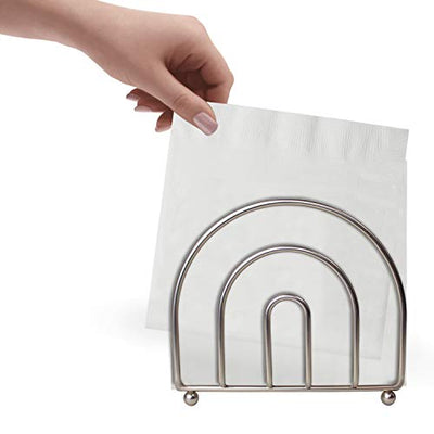Blue Donuts Satin Nickel Arc Collection Napkin Holder – Napkin Holders for Tables, Modern Napkins Holder, Dining Table Napkin Holders for Kitchen,