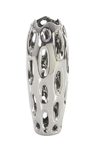 Benzara 59735 Magnificent Ceramic Vase, Silver