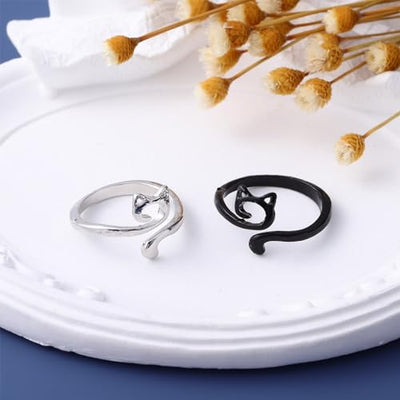 EXCEART Adjustable Crochet Ring, 2 Pcs Cat Finger Yarn Guide Knitting Tension Rings for Finger Open Yarn Guide Finger Holder Ring Thimbles Accessories