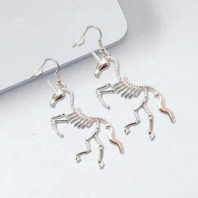 Halloween Skeleton Earrings Unicorn Drop Earrings Creative Metal Ear Jewelry Party Accessory for Women
