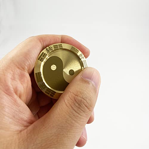hwojjha Metal Fidget Slider Lucky Coin - Tai Chi Coin Haptic Coin EDC Toy Metal Fidget Toys, More Cycle You Played More Luck You Got, Every Dog Has His Day, All Money Go My Home (Fortune Turned)