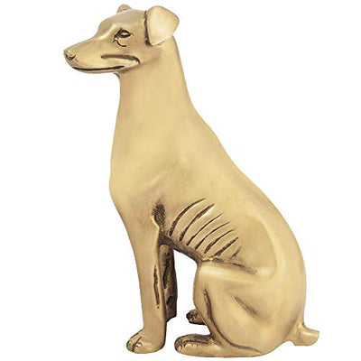 Brass Metal Sitting Dog Statue Animal Figurine Showpiece Home Decoration