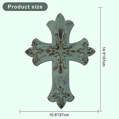 Farmhouse Cross Wall Decor,Metal Cross Decoration for Home Decor, Family Wall Art Flower Cross Wall Sculpture 14.5" H