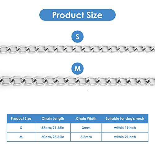 Dog Chain Collar, Pet Adjustable Metal Chain Collar Row Neck Leash Gear Choke Chain Heavy Duty Walking Training for Small Medium Large Dogs (55cm)