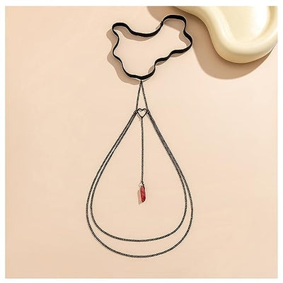 Simple Gothic Black Metal Leg Chain Jewelry Bikini Layered Thigh Body Chain Jewelry Summer Beach Elastic Adjustable Thigh Chain Jewelry for Women Girls