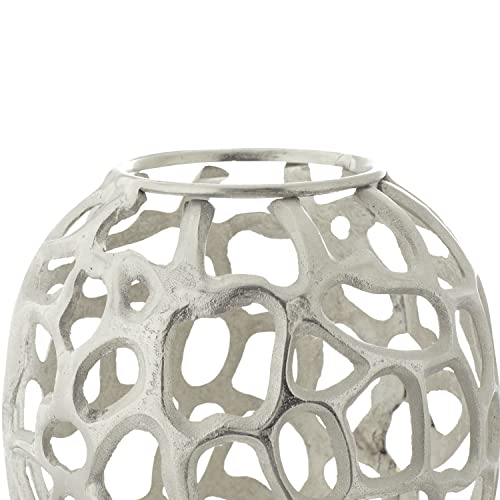Deco 79 Benzara Metal Planter Upgrade The Decor Appeal of Short Spaces, silver, "12""l x 12""w x 33""h" (37665)