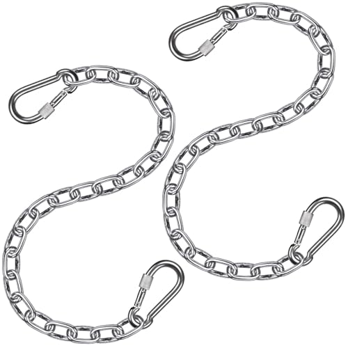 BeneLabel Stainless Steel Hanging Chair Chain Kit - 2 Chains with 4 Carabiners - 1000 LB Capacity - Adjustable Length - Indoor & Outdoor Use - for Hammock, Swing, Punching Bag & More