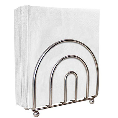 Blue Donuts Satin Nickel Arc Collection Napkin Holder – Napkin Holders for Tables, Modern Napkins Holder, Dining Table Napkin Holders for Kitchen,