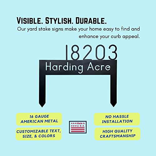 Custom Lawn Address Sign, Metal Yard Sign With Stakes, House Numbers For Yard, Made in USA