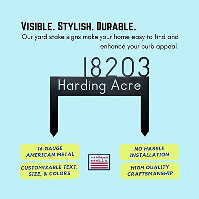 Custom Lawn Address Sign, Metal Yard Sign With Stakes, House Numbers For Yard, Made in USA