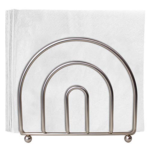 Blue Donuts Satin Nickel Arc Collection Napkin Holder – Napkin Holders for Tables, Modern Napkins Holder, Dining Table Napkin Holders for Kitchen,