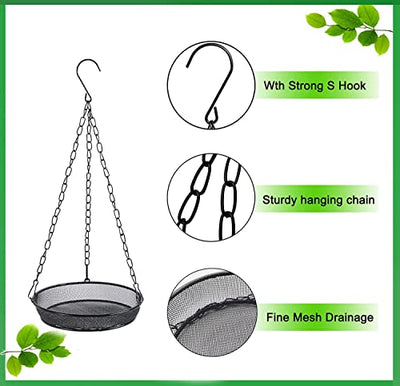 Hanging Bird Feeder, Bird Feeder Hanging for Garden Yard Outside Hanging Bird Feeder Tray - Metal Mesh Platform Feeders for Birds Outside Outdoors Hanging for Attracting Birds - Genuine