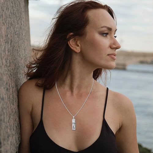 Cremation Jewelry for Ashes S925 Sterling Silver Urn Necklace Memorial Necklace for Human Ashes of Loved Ones Keepsake Pendant for Men Women