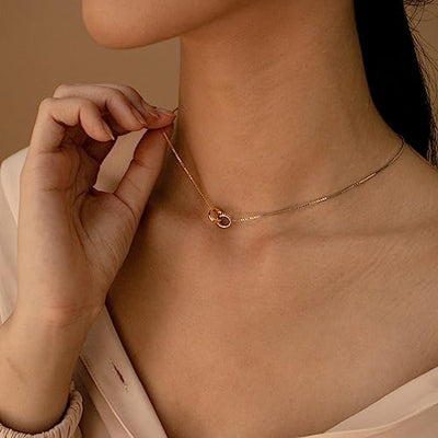 NUZON 2-Tone Interlocking | Sunburst Heart | CZ Evil Eye | Single Pear | Love Heart Pendant Necklace for Women 14K Gold Chain Necklace Protection Prayer Faith Jewelry Gift to Girls