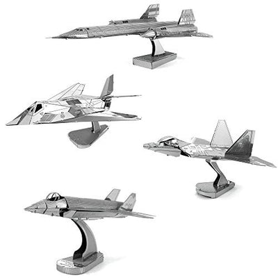 Fascinations Metal Earth 3D Metal Model Kits Lockheed Martin Set of 4 - SR-71 Blackbird - F-22 Raptor - F-35 Lightning II - F-117 Nighthawk