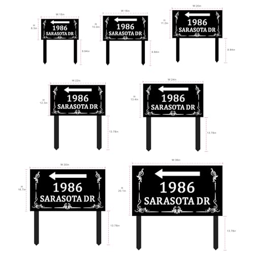 Custom Lawn Address Metal Sign,Lawn Mounted Metal Address Stake Personalized Address Yard Sign Garden House Number Sign Housewarming Gift