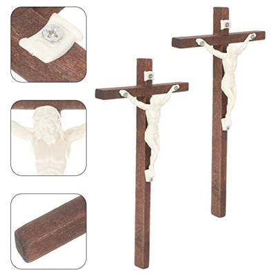 NOLITOY 2pcs Cross Ornament Make up Bag Household Cross Crosses for Crafts Cross Shaped Decor Cross Wall Hanging Cross Shaped Adornment Gold Decor Cross Decor Wooden Cake Desktop
